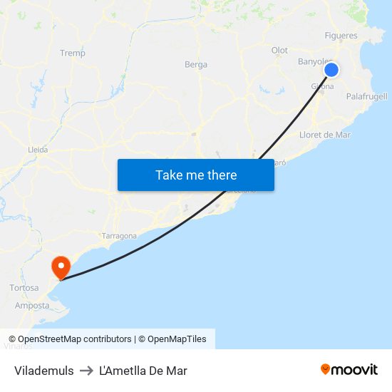 Vilademuls to L'Ametlla De Mar map