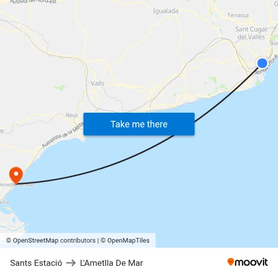 Sants Estació to L'Ametlla De Mar map