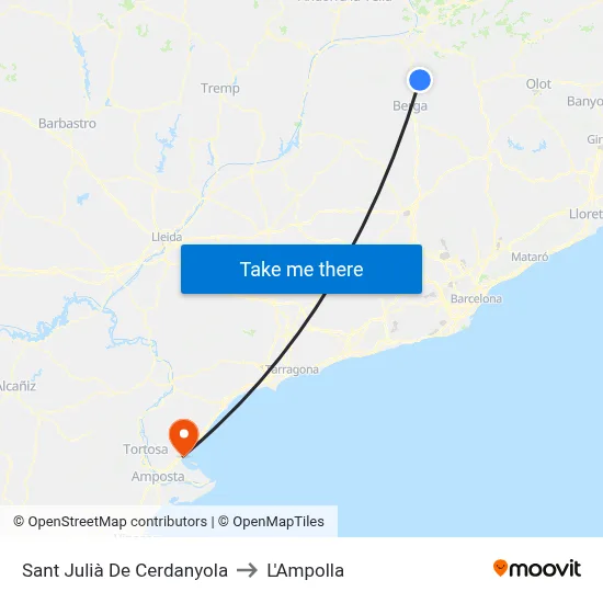 Sant Julià De Cerdanyola to L'Ampolla map