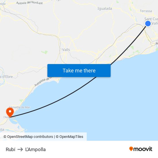 Rubí to L'Ampolla map