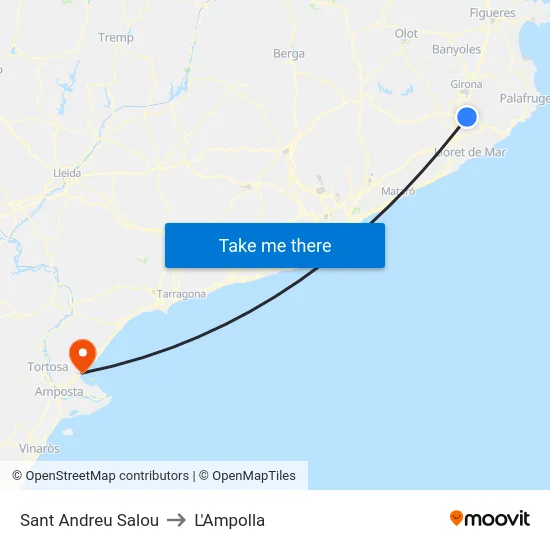 Sant Andreu Salou to L'Ampolla map