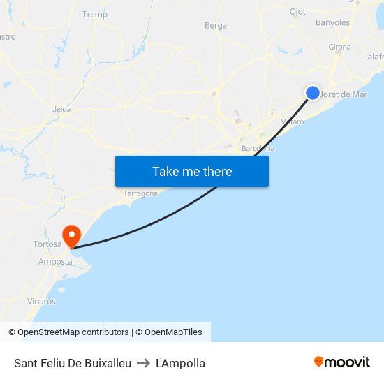 Sant Feliu De Buixalleu to L'Ampolla map