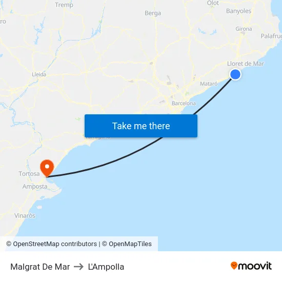 Malgrat De Mar to L'Ampolla map