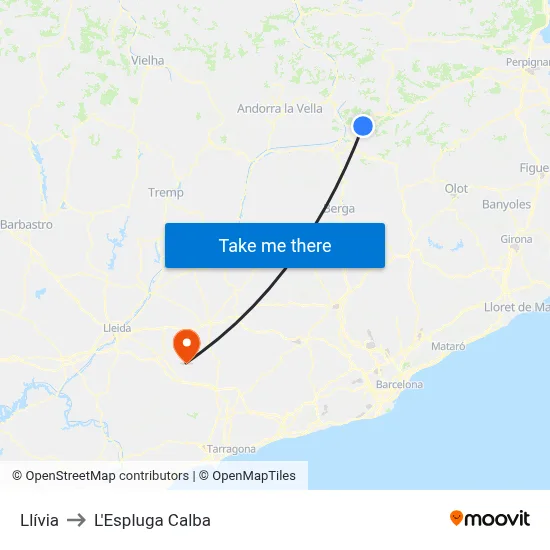Llívia to L'Espluga Calba map