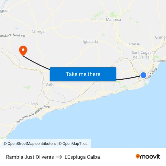 Rambla Just Oliveras to L'Espluga Calba map