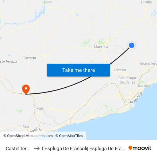 Castellterçol to L'Espluga De Francolí| Espluga De Franco map