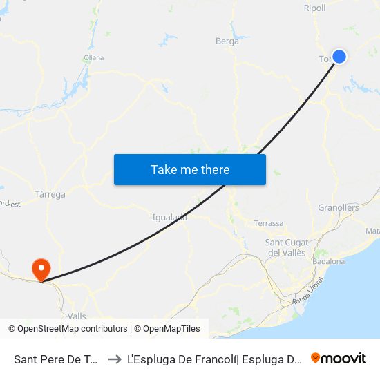 Sant Pere De Torelló to L'Espluga De Francolí| Espluga De Franco map