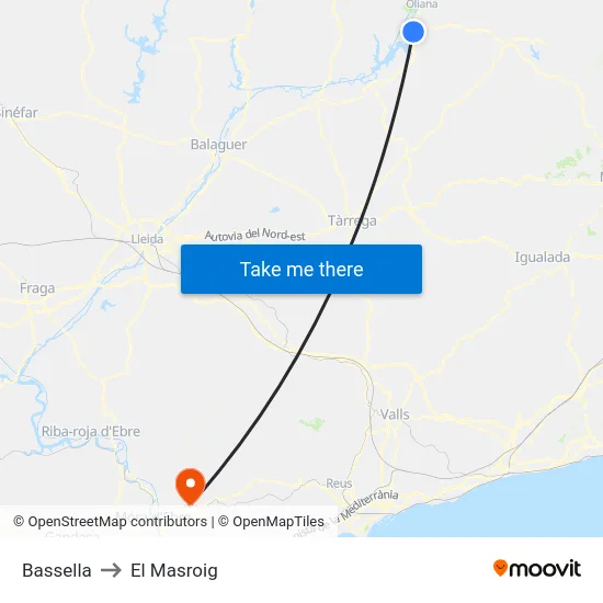 Bassella to El Masroig map
