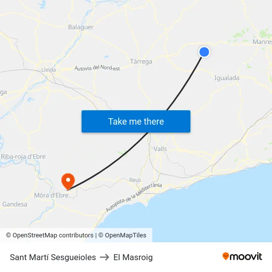 Sant Martí Sesgueioles to El Masroig map