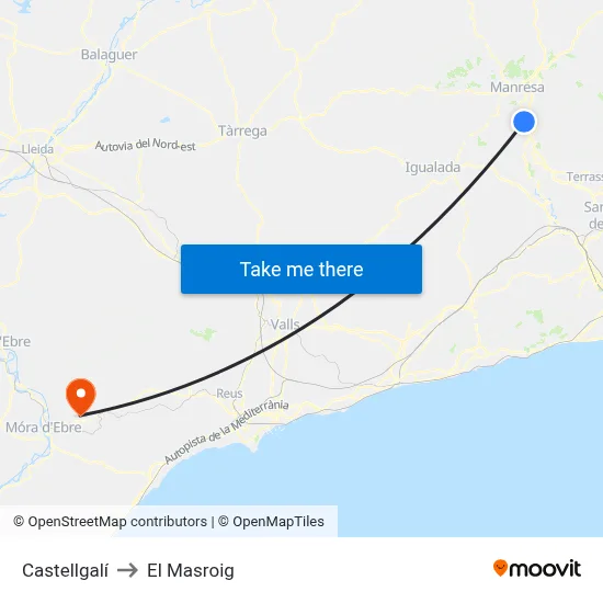 Castellgalí to El Masroig map