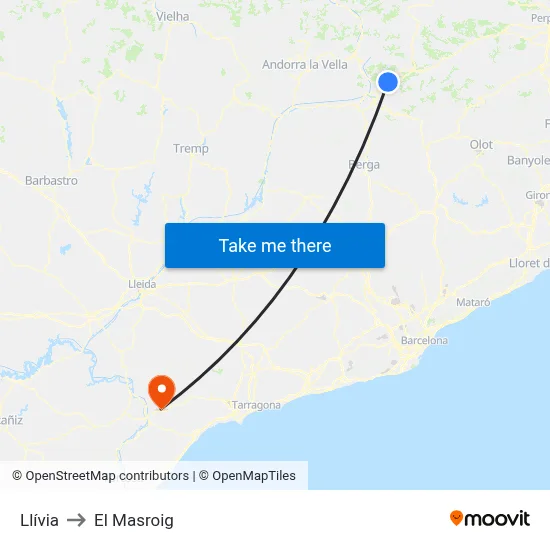 Llívia to El Masroig map