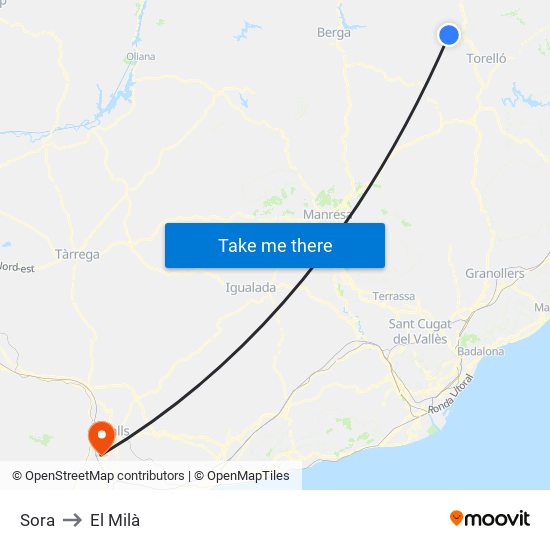 Sora to El Milà map