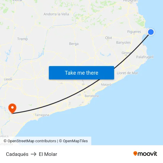 Cadaqués to El Molar map