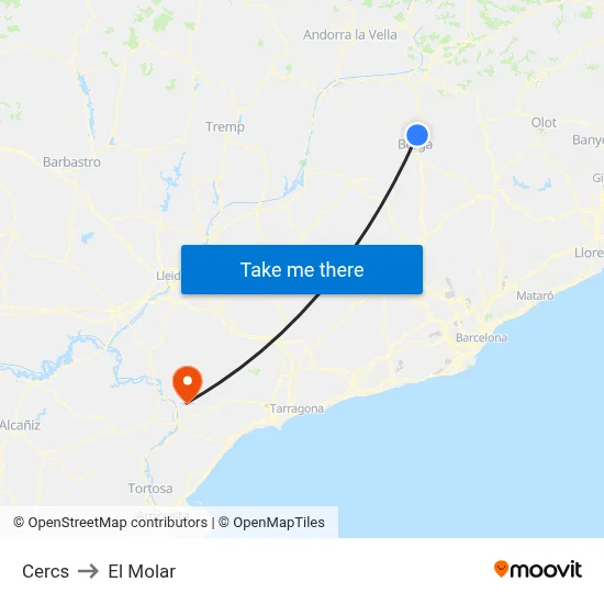 Cercs to El Molar map