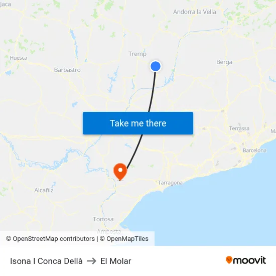 Isona I Conca Dellà to El Molar map