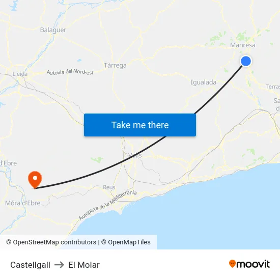 Castellgalí to El Molar map