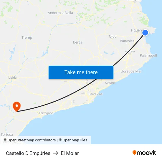 Castelló D'Empúries to El Molar map