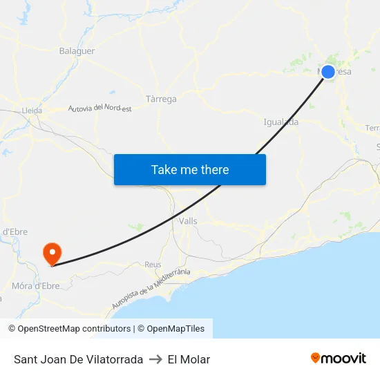 Sant Joan De Vilatorrada to El Molar map