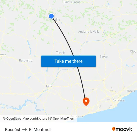 Bossòst to El Montmell map