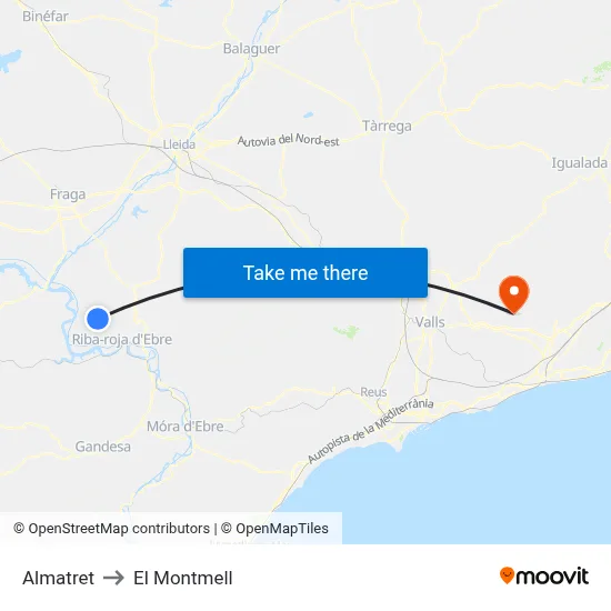 Almatret to El Montmell map