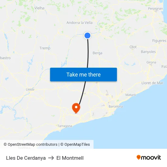 Lles De Cerdanya to El Montmell map