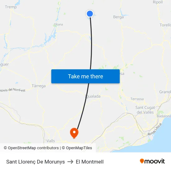 Sant Llorenç De Morunys to El Montmell map