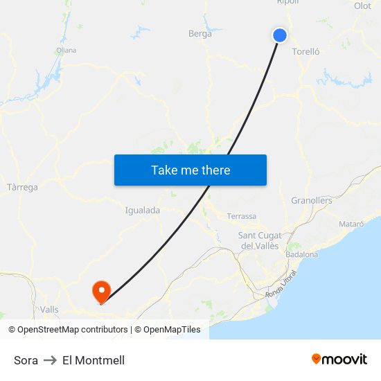 Sora to El Montmell map