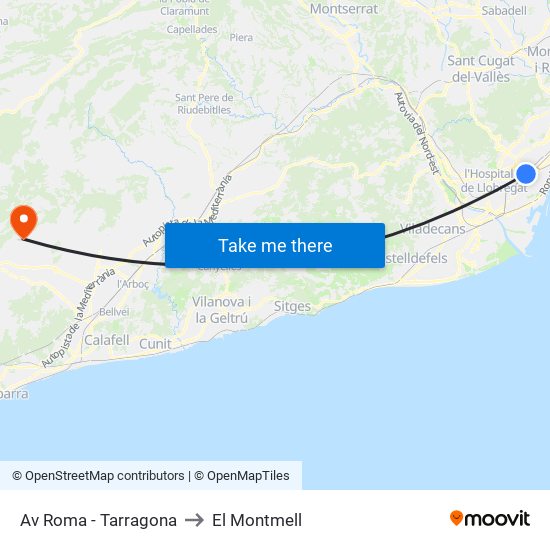 Av Roma - Tarragona to El Montmell map