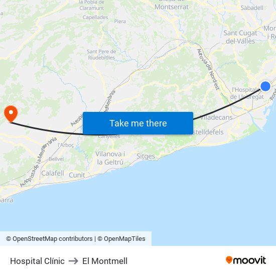 Hospital Clínic to El Montmell map