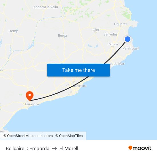 Bellcaire D'Empordà to El Morell map