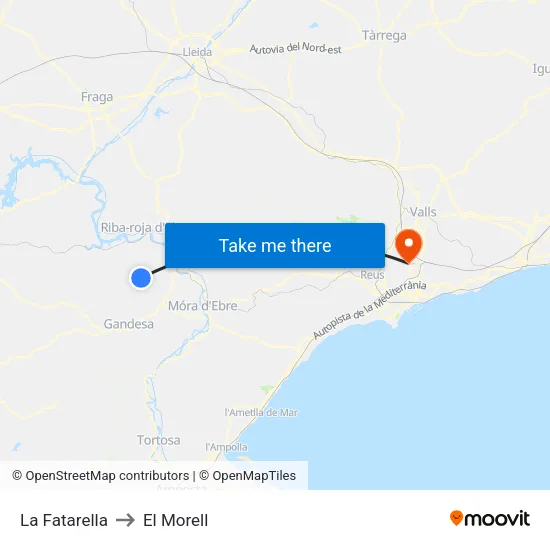 La Fatarella to El Morell map