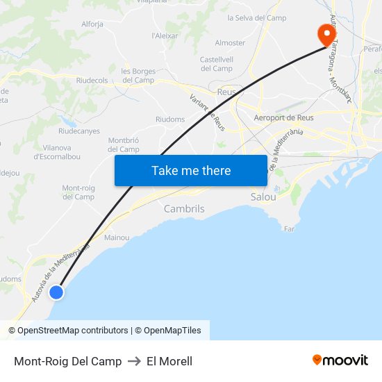 Mont-Roig Del Camp to El Morell map