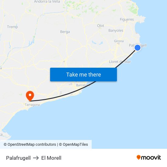 Palafrugell to El Morell map