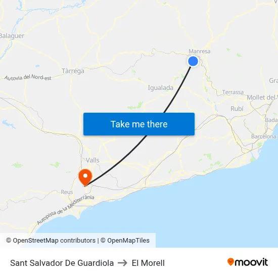 Sant Salvador De Guardiola to El Morell map