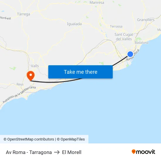 Av Roma - Tarragona to El Morell map