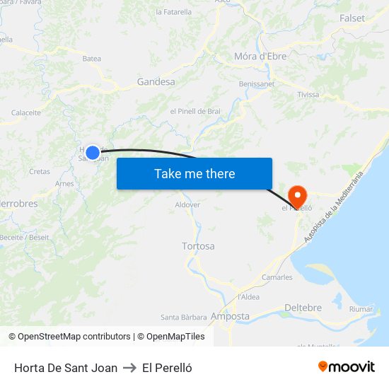 Horta De Sant Joan to El Perelló map