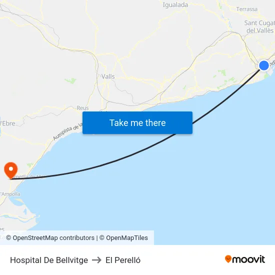Hospital De Bellvitge to El Perelló map