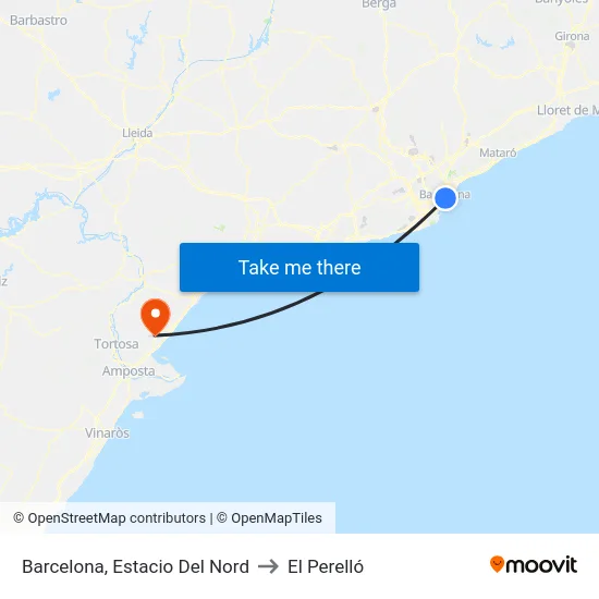 Barcelona, Estacio Del Nord to El Perelló map
