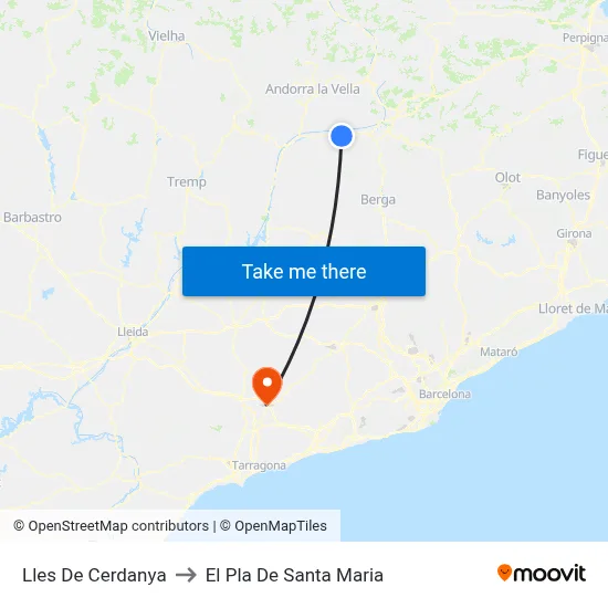 Lles De Cerdanya to El Pla De Santa Maria map