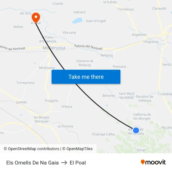 Els Omells De Na Gaia to El Poal map