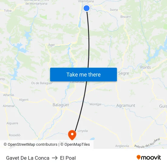 Gavet De La Conca to El Poal map