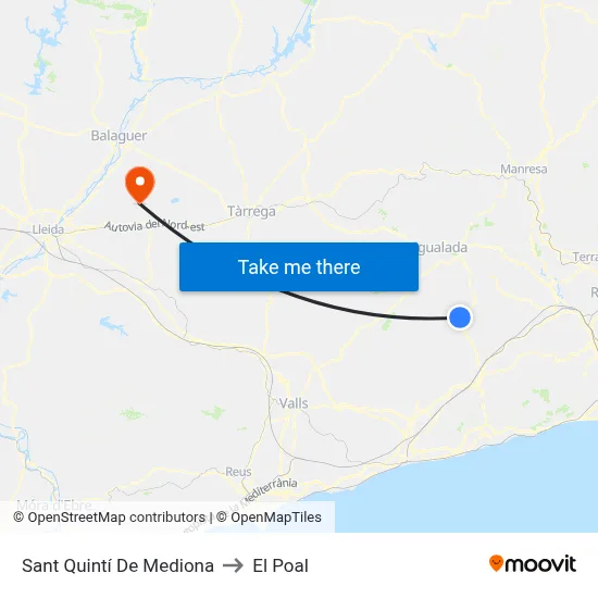 Sant Quintí De Mediona to El Poal map