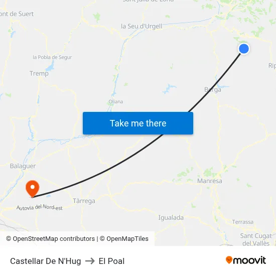 Castellar De N'Hug to El Poal map