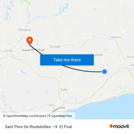 Sant Pere De Riudebitlles to El Poal map