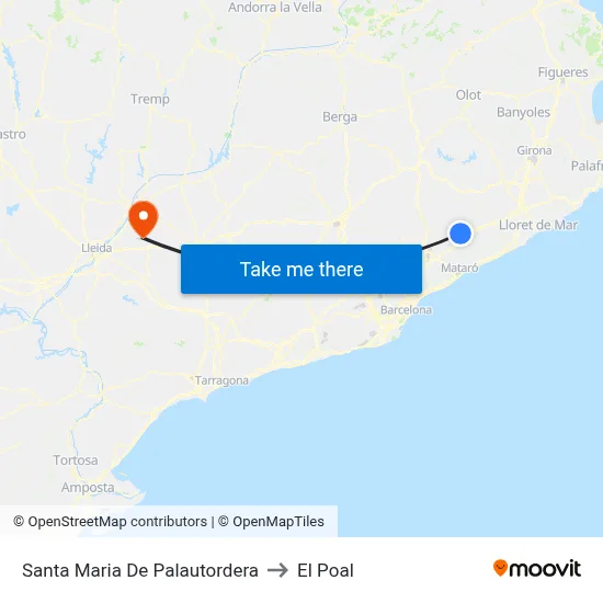 Santa Maria De Palautordera to El Poal map