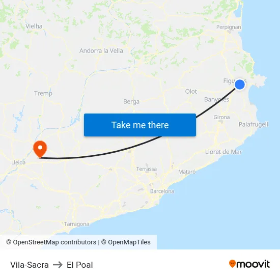 Vila-Sacra to El Poal map