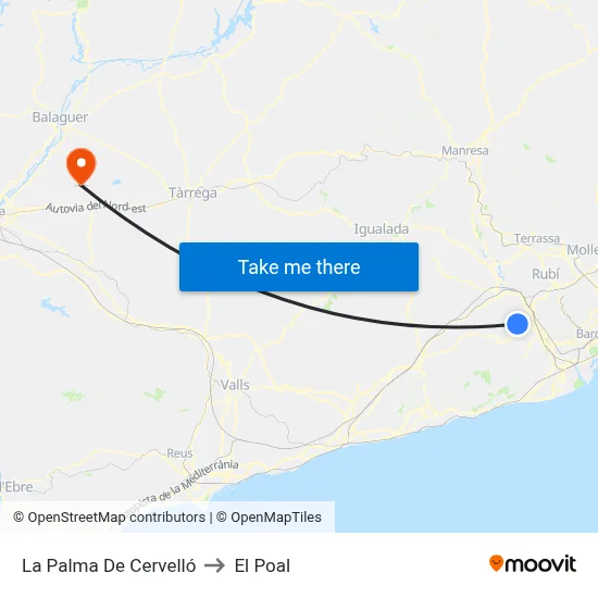 La Palma De Cervelló to El Poal map