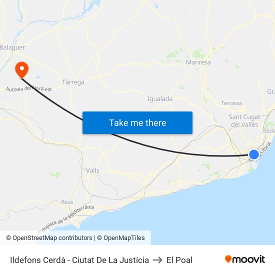 Ildefons Cerdà - Ciutat De La Justícia to El Poal map