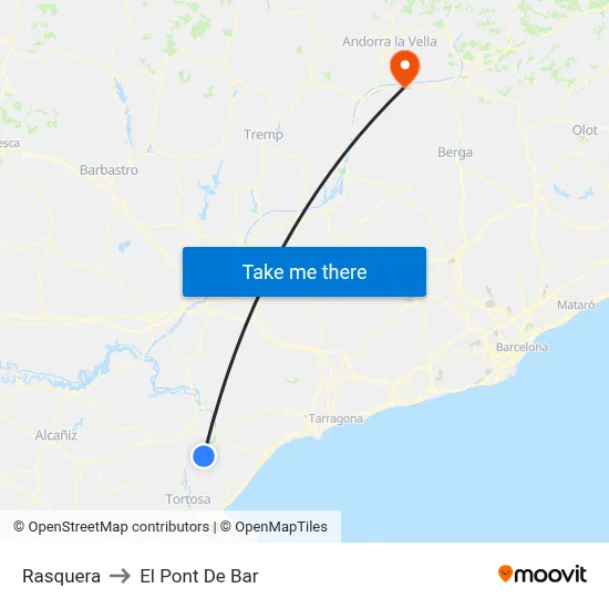 Rasquera to El Pont De Bar map
