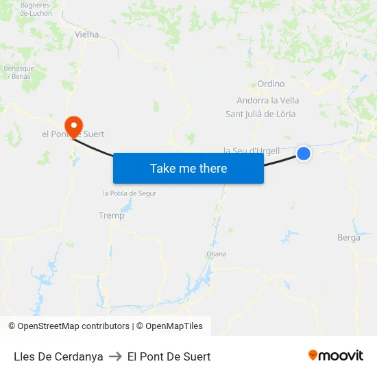 Lles De Cerdanya to El Pont De Suert map
